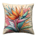 Abstract line art floral pillow (3)