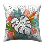 Abstract line art floral pillow (3)