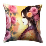 Beautiful girl silhouette colorful pillow (3)