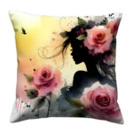 Beautiful girl silhouette colorful pillow (3)