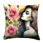 Beautiful girl silhouette colorful pillow (3)