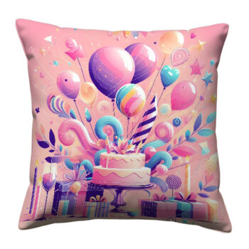 Birthday Party Colorful Throw Pillow