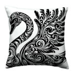 Black And White Swan colorful pillow (3)
