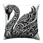 Black And White Swan colorful pillow (3)