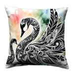 Black And White Swan colorful pillow (3)