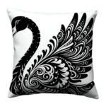 Black And White Swan colorful pillow (3)