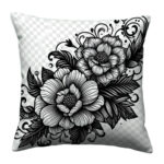 Black and white floral coloring pillow (2)