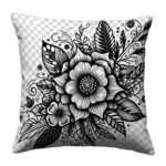 Black and white floral coloring pillow (2)