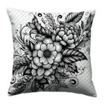 Black and white floral coloring pillow (2)