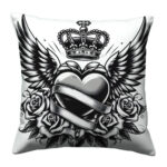 Black and white tattoo heart pillow (1)