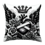 Black and white tattoo heart pillow (1)