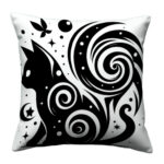 Black silhouette cat colorful throw pillow (3)