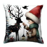 Boy with deer Christmas pillow (4)
