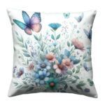 Butterfly and flowers colorful throw pillow (1)
