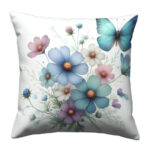 Butterfly and flowers colorful throw pillow (1)
