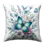 Butterfly and flowers colorful throw pillow (1)
