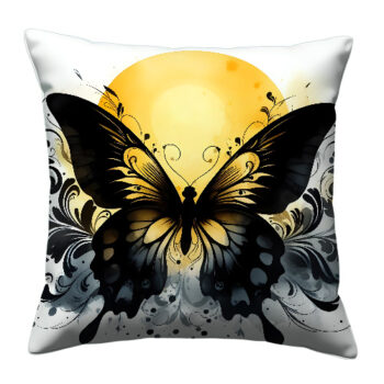 Butterfly Silhouette Colorful Throw Pillow