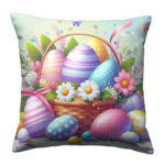 Colorful Easter Eggs And Spring Pillow