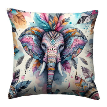 Colorful Tribal Elephant Pillow
