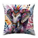 Colorful tribal elephant pillow (1)