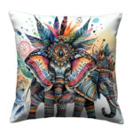 Colorful tribal elephant pillow (1)