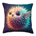 Cute Pufferfish colorful throw pillow (1)