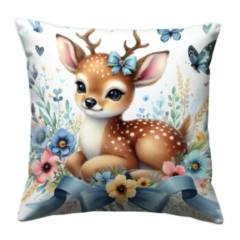 Cute Watercolor Baby Deer Pillow