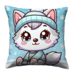 Cute baby wolf with snow pillow (3)