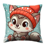 Cute baby wolf with snow pillow (3)