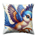 Cute blue bird colorful throw pillow (2)