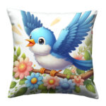 Cute blue bird colorful throw pillow (2)