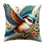 Cute blue bird colorful throw pillow (2)