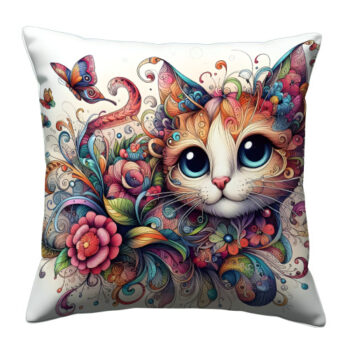 Cute Cat Colorful Throw Pillow