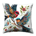 Cute couple birds flying colorful throw pillow (4)