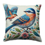 Cute couple birds flying colorful throw pillow (4)