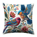 Cute couple birds flying colorful throw pillow (4)