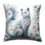 Cute decorative cat abstract floral (2)