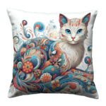 Cute decorative cat abstract floral (2)