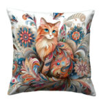 Cute decorative cat abstract floral (2)