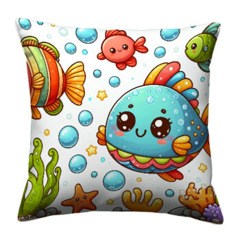 Cute Fish Colorful Throw Pillow