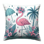 Cute flamingo with umbrella pillow (1)