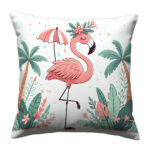 Cute flamingo with umbrella pillow (1)