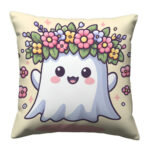 Cute ghost wearing flower wreath 01