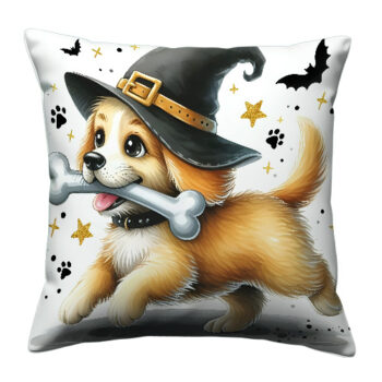 Dog Running Colorful Throw Pillow