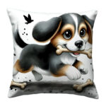 Dog running colorful throw pillow (1)