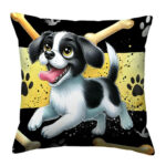 Dog running colorful throw pillow (1)
