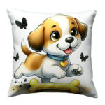 Dog running colorful throw pillow (1)