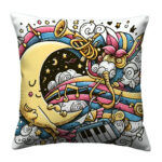 Doodle melody art pillow (2)