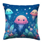 Fantasy pretty jellyfish colorful throw pillow (2)
