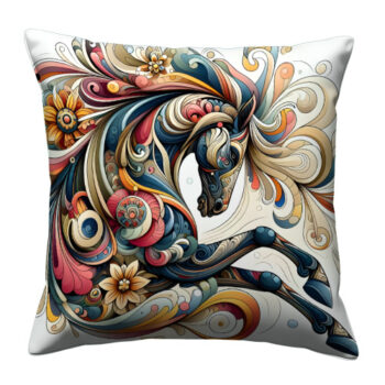 Floral Abstract Tiger Colorful Throw Pillow